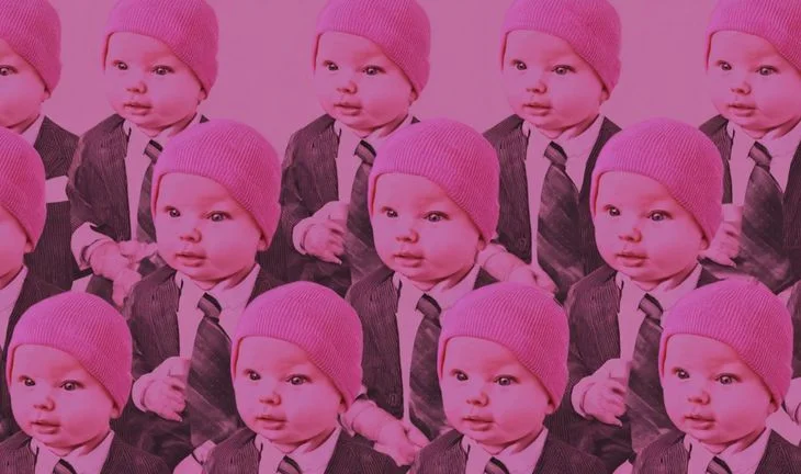 baby bankers in pink hats