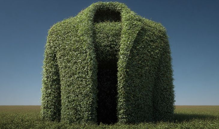 a jacket made of a hedge with no head 