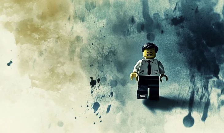 a lego man on his own 