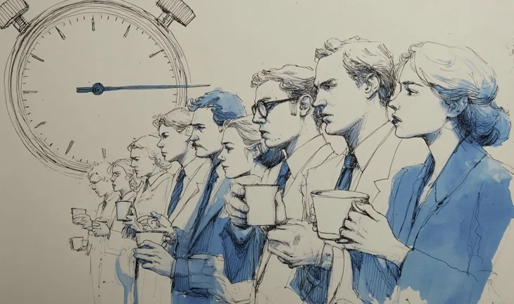 a row of bankers next to a stopwatch