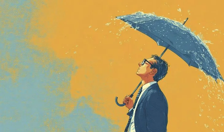 a banker holding an umbrella