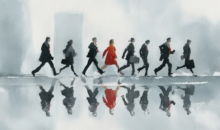 a rpw of bankers in Canary Wharf 