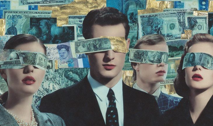 people with dollars over their faces 