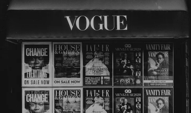 a stand of fashion magazines 