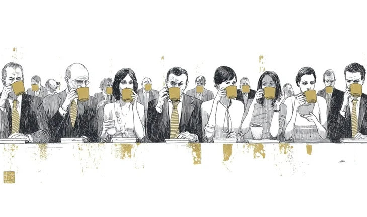 bankers drinking gold coffee