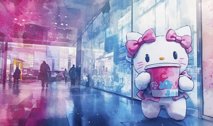 a hello kitty in Deutsche Bank's office 